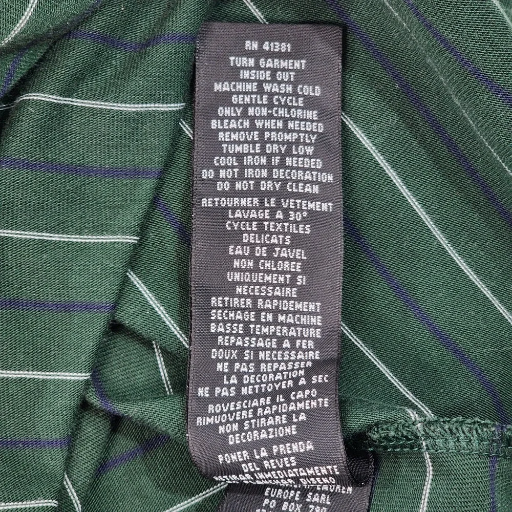 RLX Ralph Lauren Golf Polo Mens Large Green White Blue Striped Performance Shirt